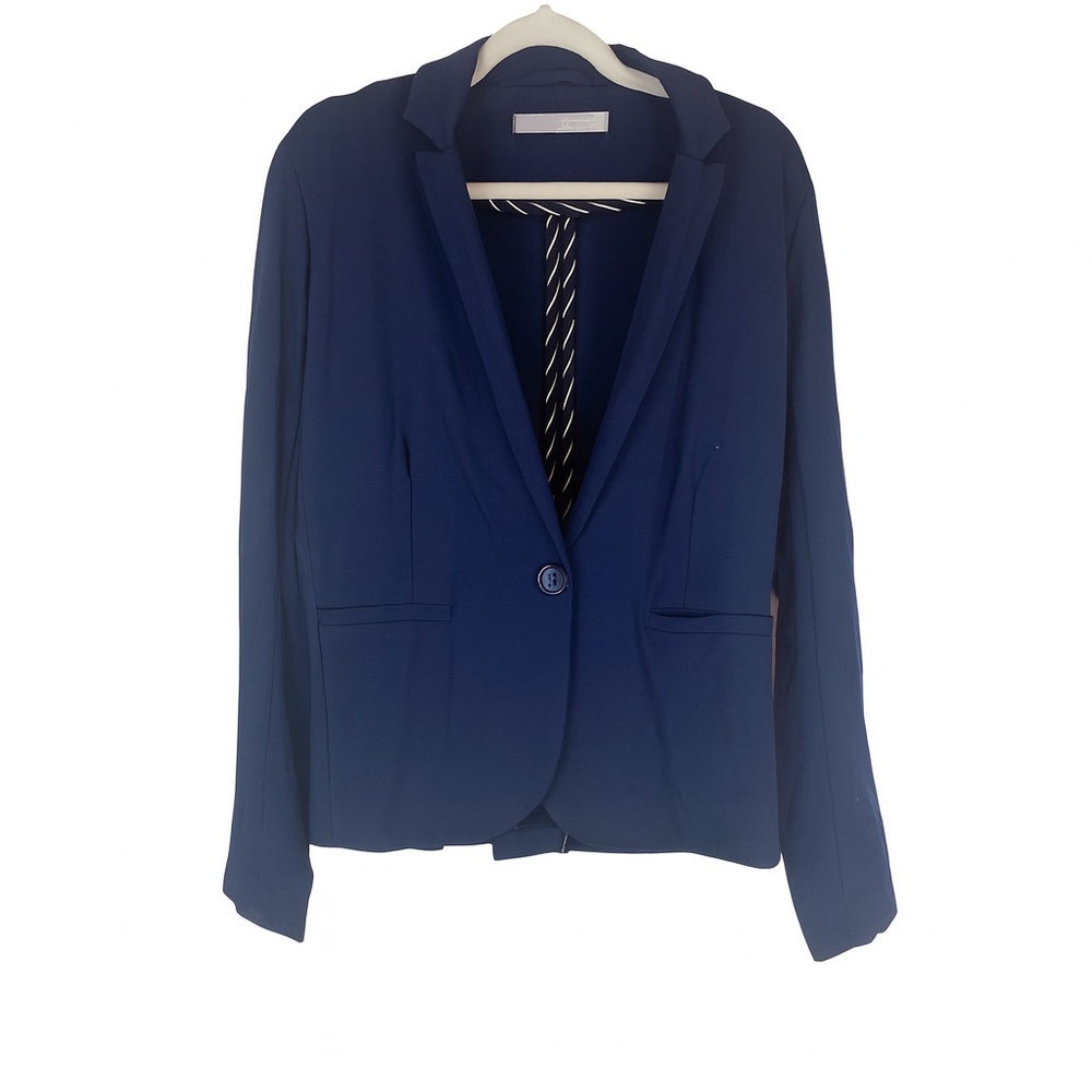 Olivia Moon Navy Blue One-Button Knit Blazer – Women’s Size L